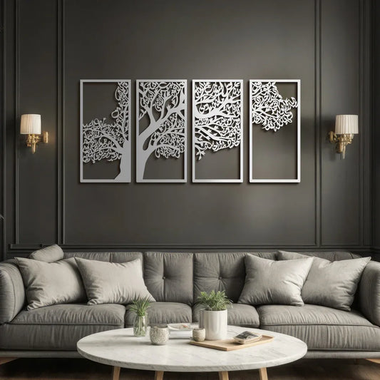 Tree of Surahs (4 Quls) Islamic Wall Art Set of 4 - 48 inches x 24 inches