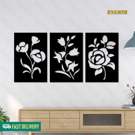 3 Frame Rose Panels For Wall Decor