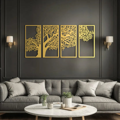 Tree of Surahs (4 Quls) Islamic Wall Art  Set of 4 - 48 inches x 24 inches