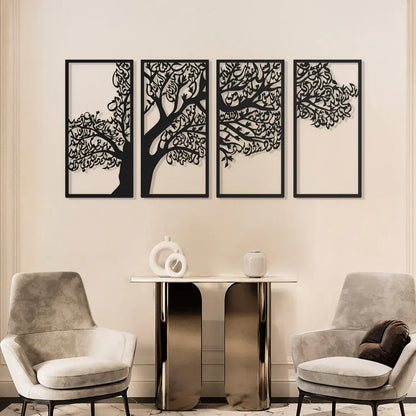 Tree of Surahs (4 Quls) Islamic Wall Art  Set of 4 - 48 inches x 24 inches