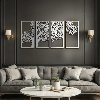 Tree of Surahs (4 Quls) Islamic Wall Art  Set of 4 - 48 inches x 24 inches
