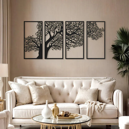 Tree of Surahs (4 Quls) Islamic Wall Art  Set of 4 - 48 inches x 24 inches